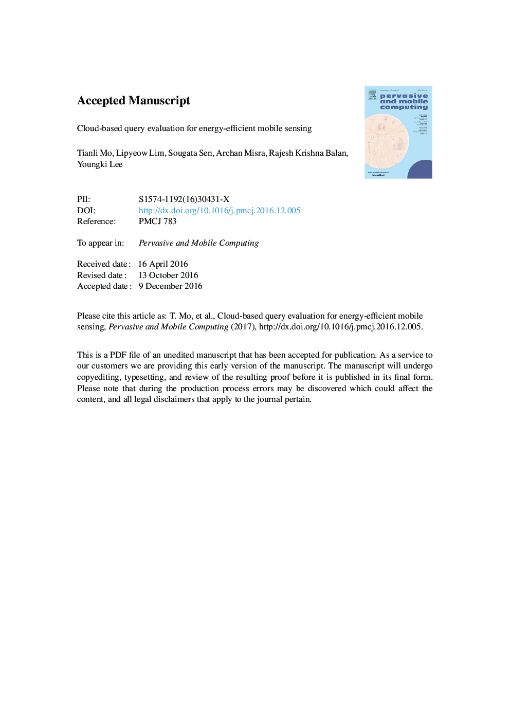 Cloud-based query evaluation for energy-efficient mobile sensing