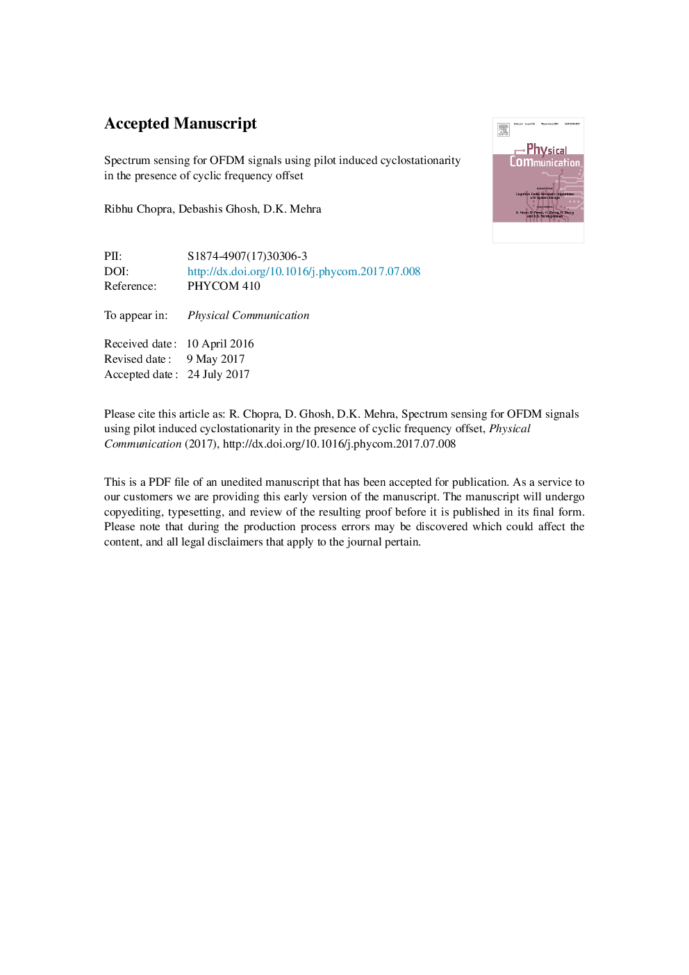 Spectrum sensing for OFDM signals using pilotÂ inducedÂ cyclostationarity in the presence of cyclicÂ frequencyÂ offset