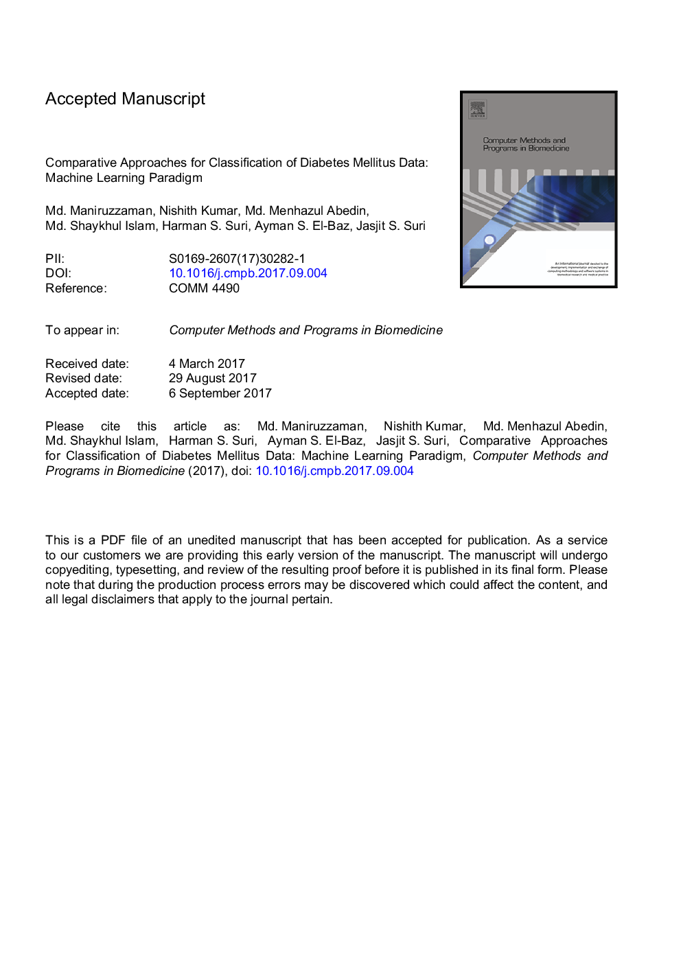 Comparative approaches for classification of diabetes mellitus data: Machine learning paradigm