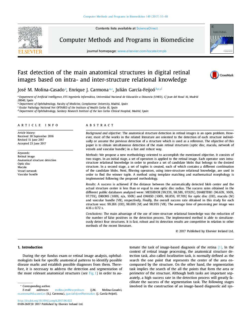 تشخیص سریع ساختارهای آناتومیک اصلی در تصاویر شبکیه دیجیتال بر اساس دانش ارتباطی درونی و بین سازمانی 