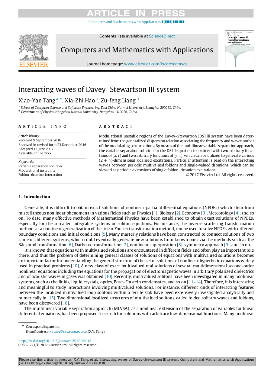 Interacting waves of Davey-Stewartson III system