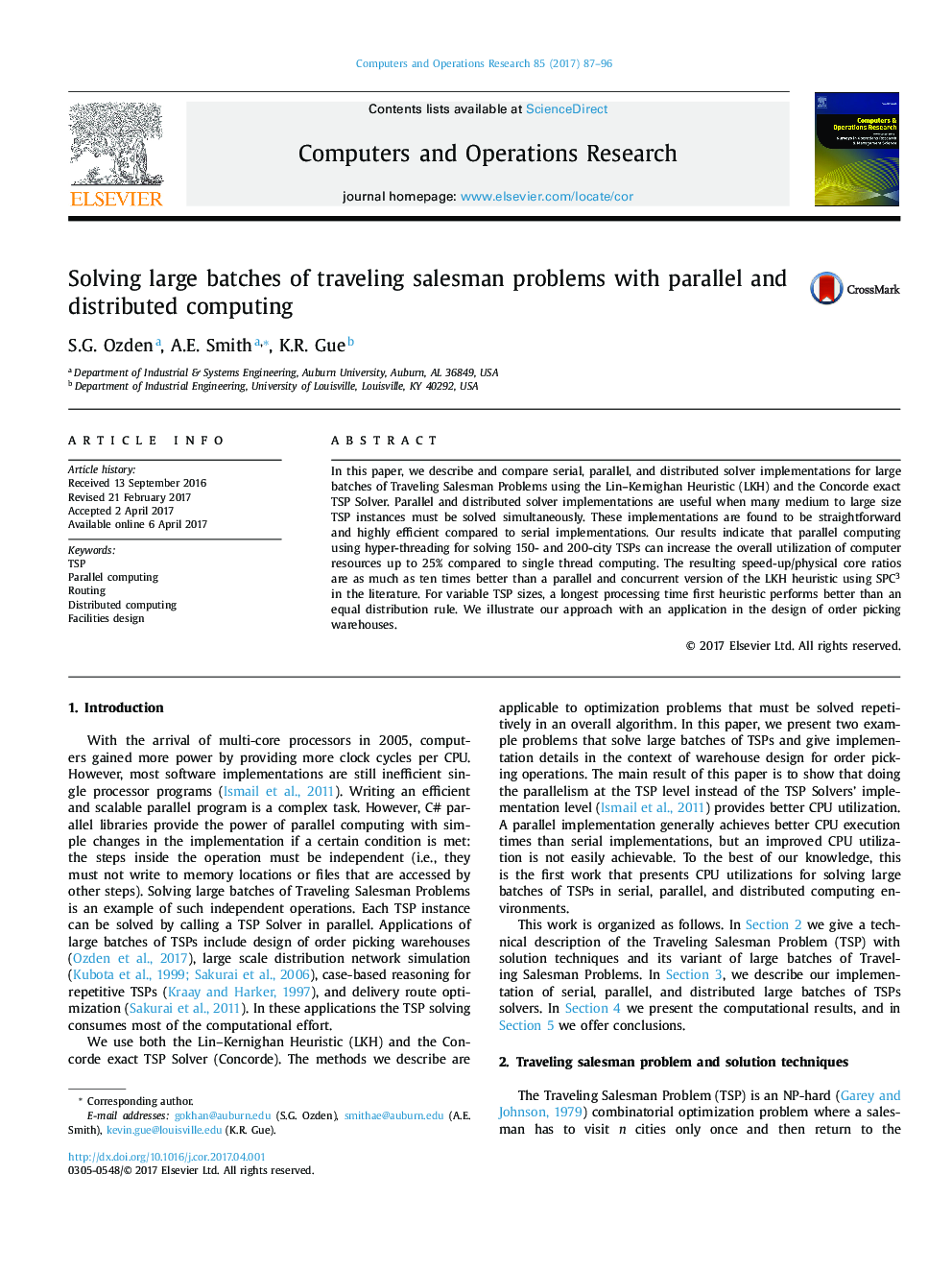 Solving large batches of traveling salesman problems with parallel and distributed computing