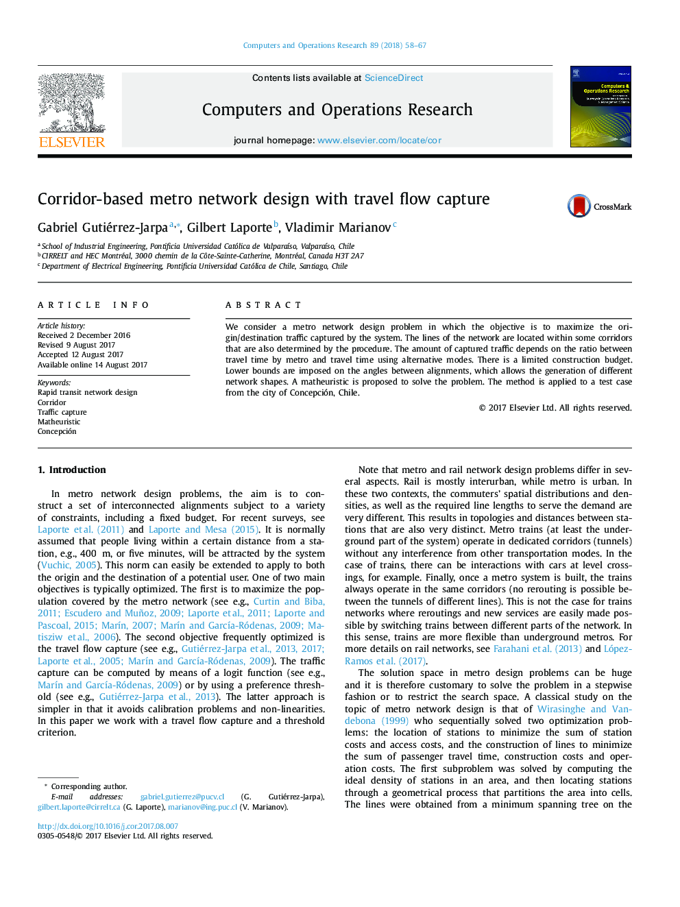 Corridor-based metro network design with travel flow capture