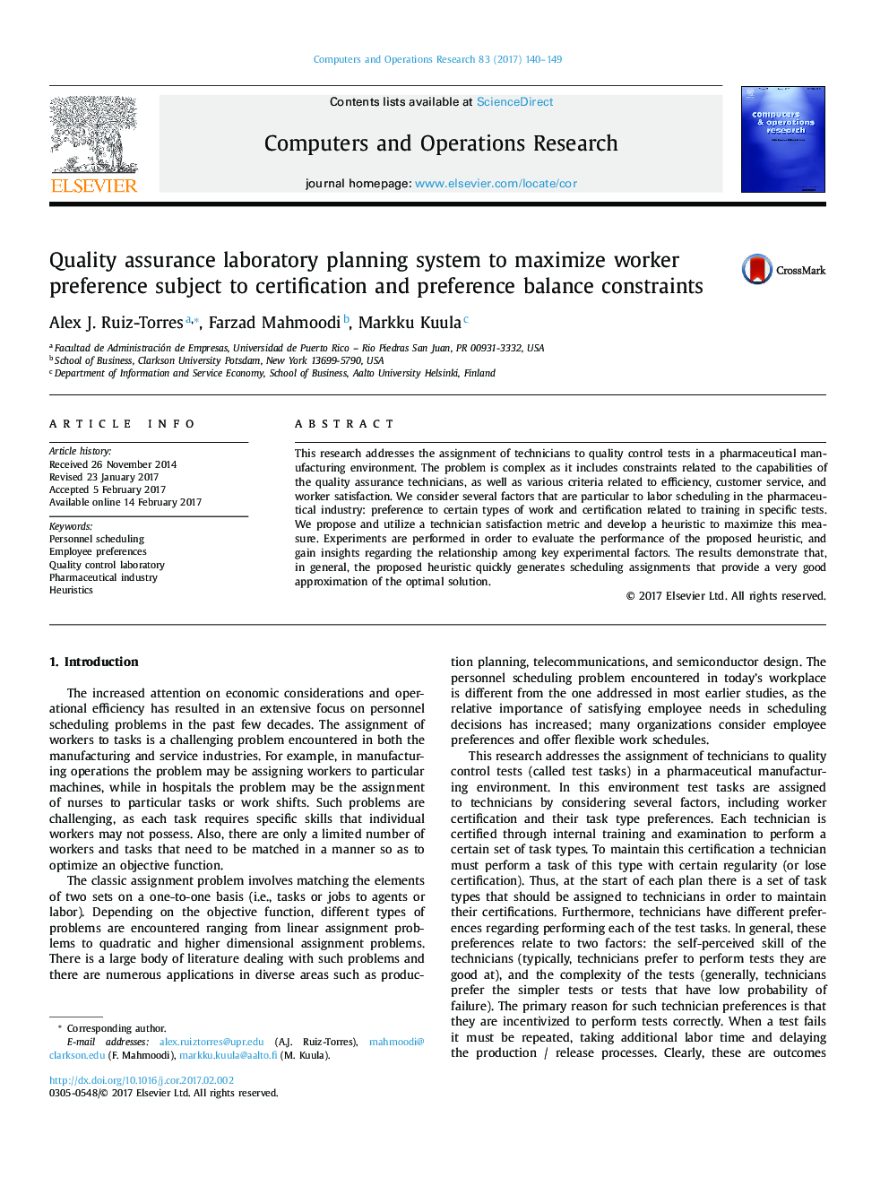 Quality assurance laboratory planning system to maximize worker preference subject to certification and preference balance constraints