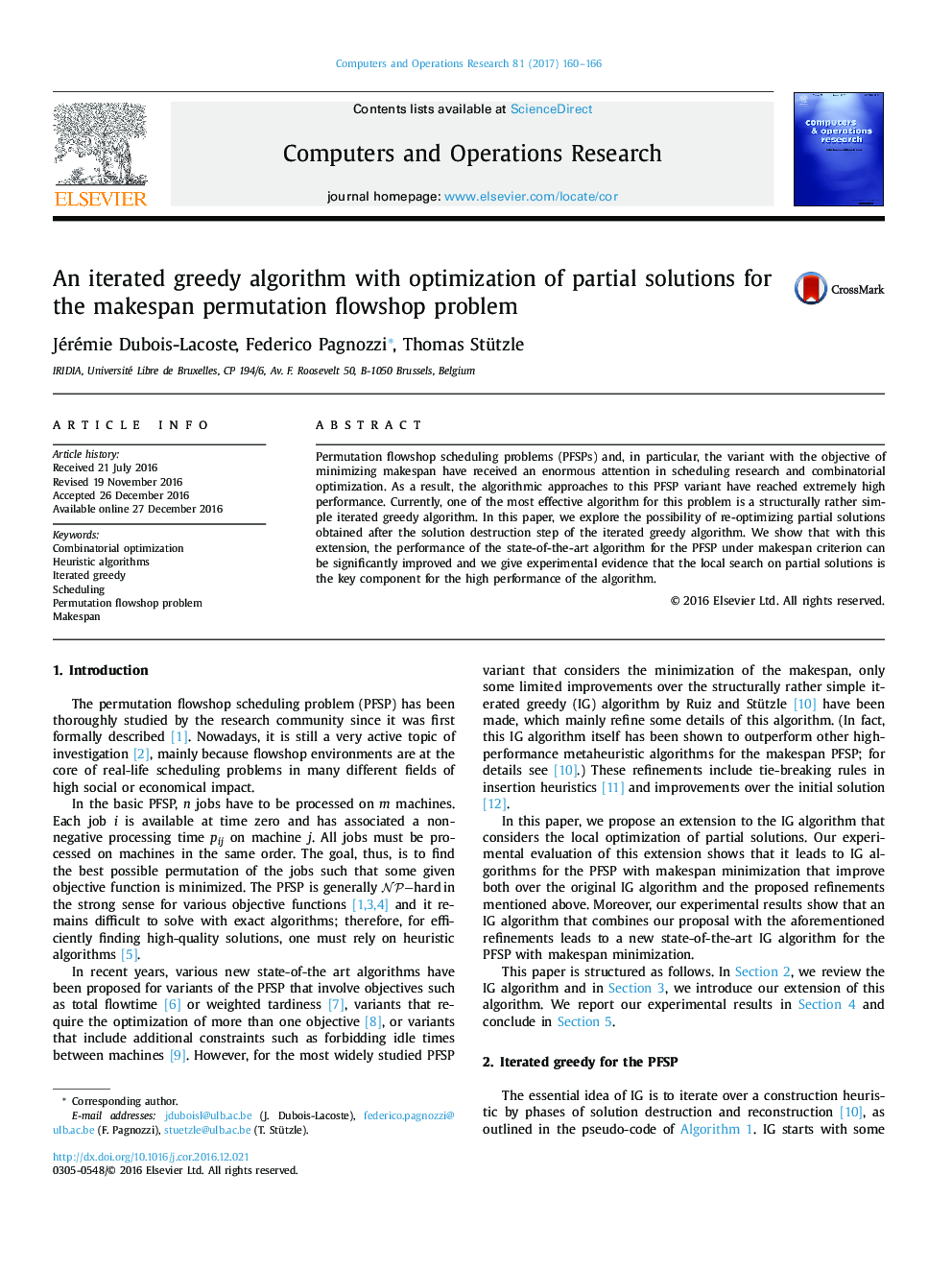 An iterated greedy algorithm with optimization of partial solutions for the makespan permutation flowshop problem