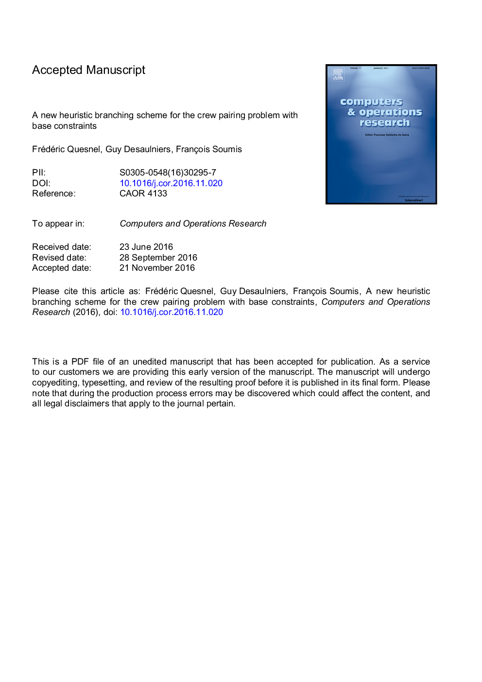 A new heuristic branching scheme for the crew pairing problem with base constraints