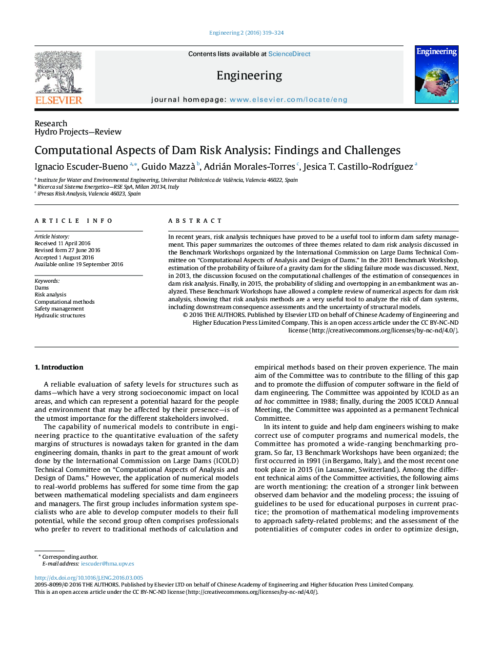 Computational Aspects of Dam Risk Analysis: Findings and Challenges