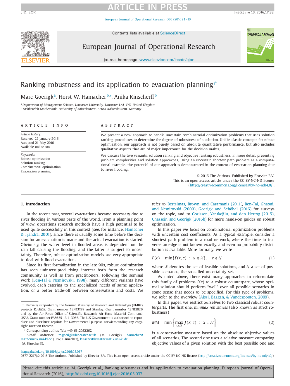 Ranking robustness and its application to evacuation planning