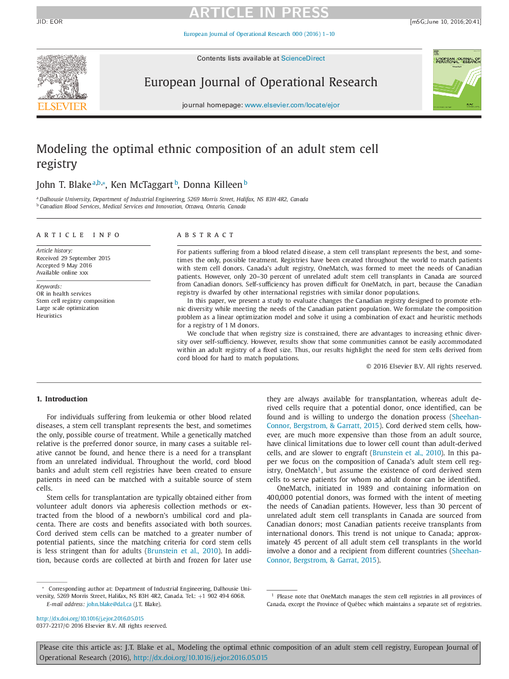 Modeling the optimal ethnic composition of an adult stem cell registry
