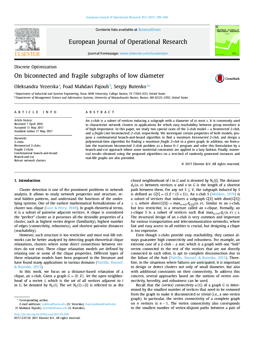 On biconnected and fragile subgraphs of low diameter