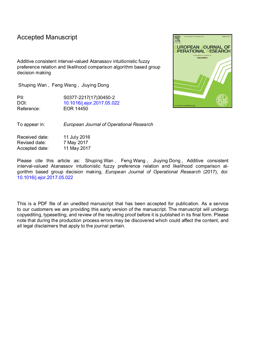 Additive consistent interval-valued Atanassov intuitionistic fuzzy preference relation and likelihood comparison algorithm based group decision making