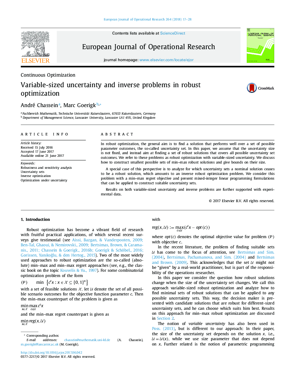 Variable-sized uncertainty and inverse problems in robust optimization