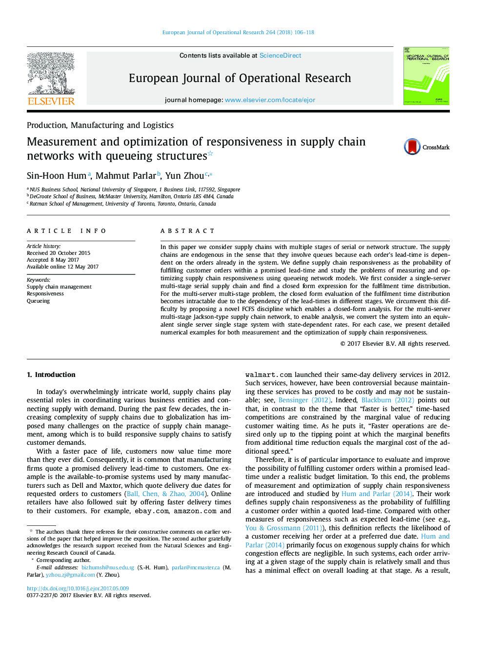 Measurement and optimization of responsiveness in supply chain networks with queueing structures