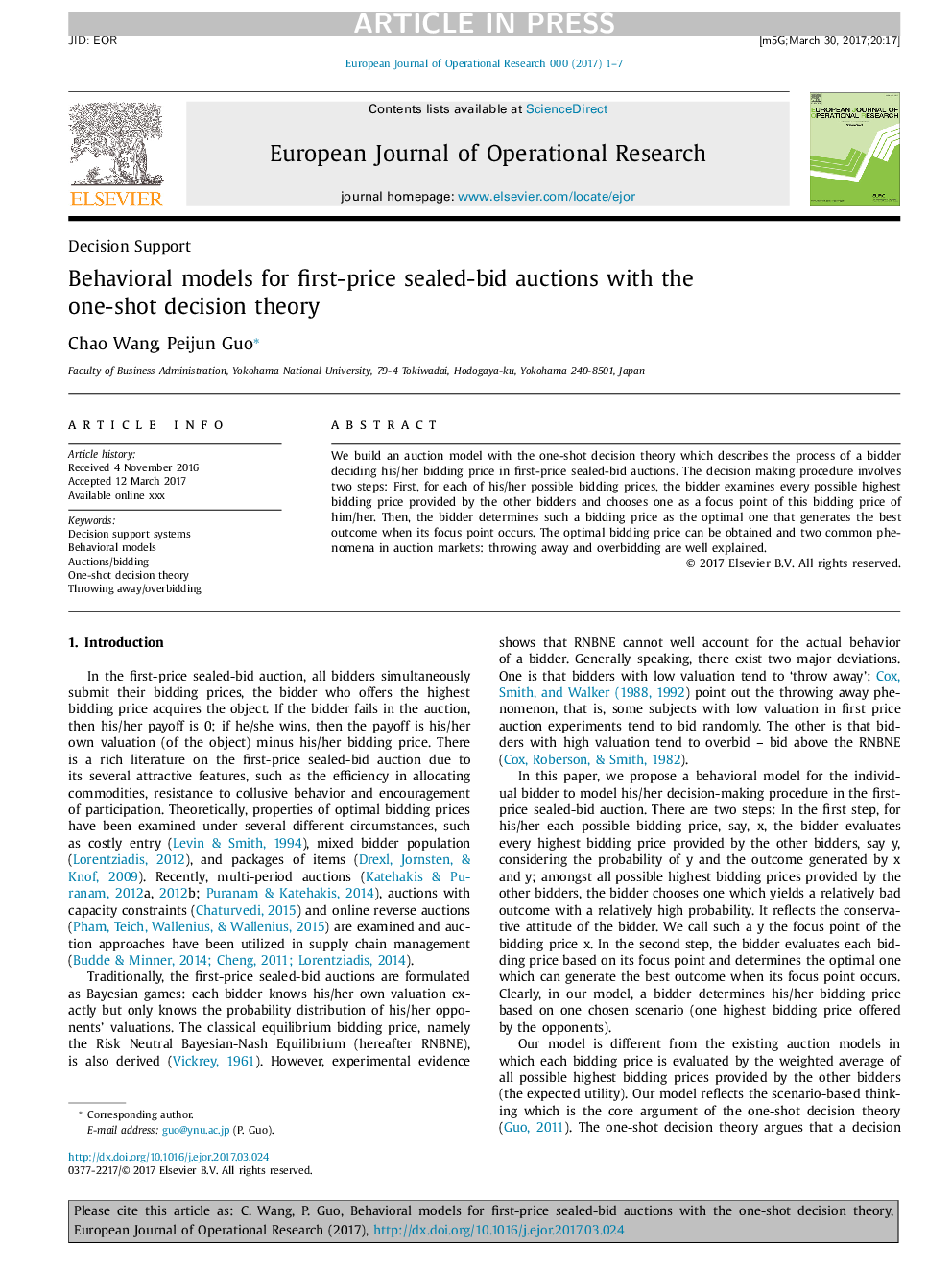 Behavioral models for first-price sealed-bid auctions with the one-shot decision theory