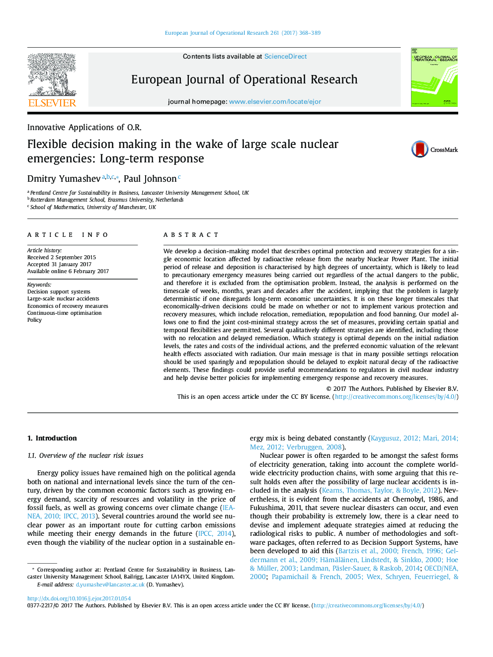 Flexible decision making in the wake of large scale nuclear emergencies: Long-term response