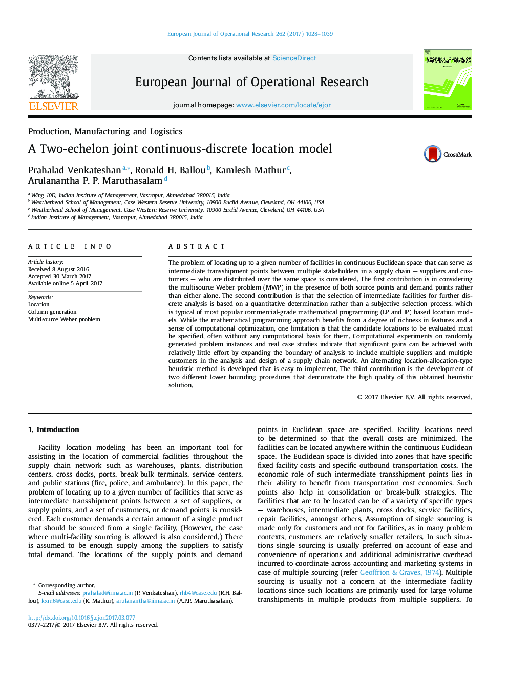 A Two-echelon joint continuous-discrete location model