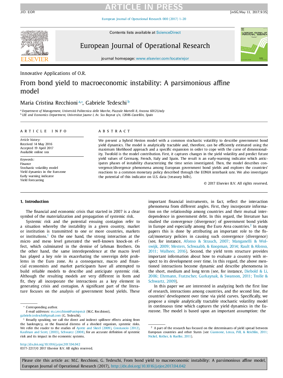 From bond yield to macroeconomic instability: A parsimonious affine model