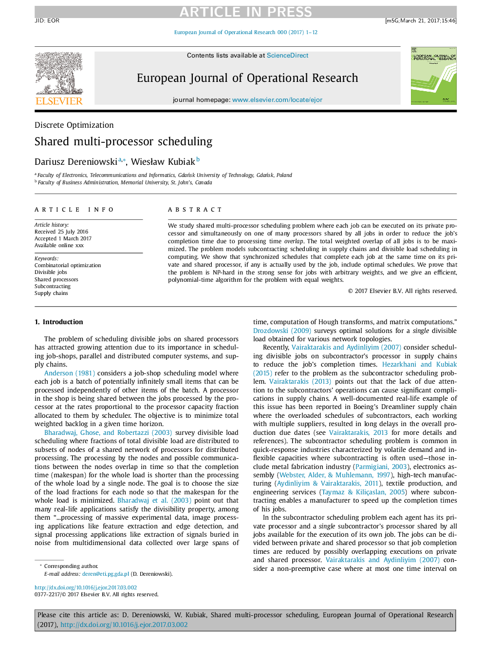 Shared multi-processor scheduling