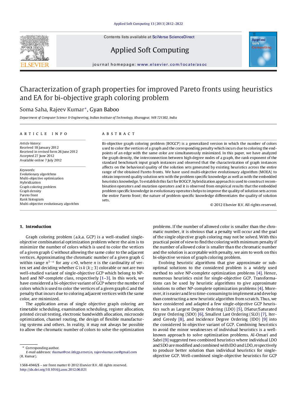 Characterization of graph properties for improved Pareto fronts using heuristics and EA for bi-objective graph coloring problem