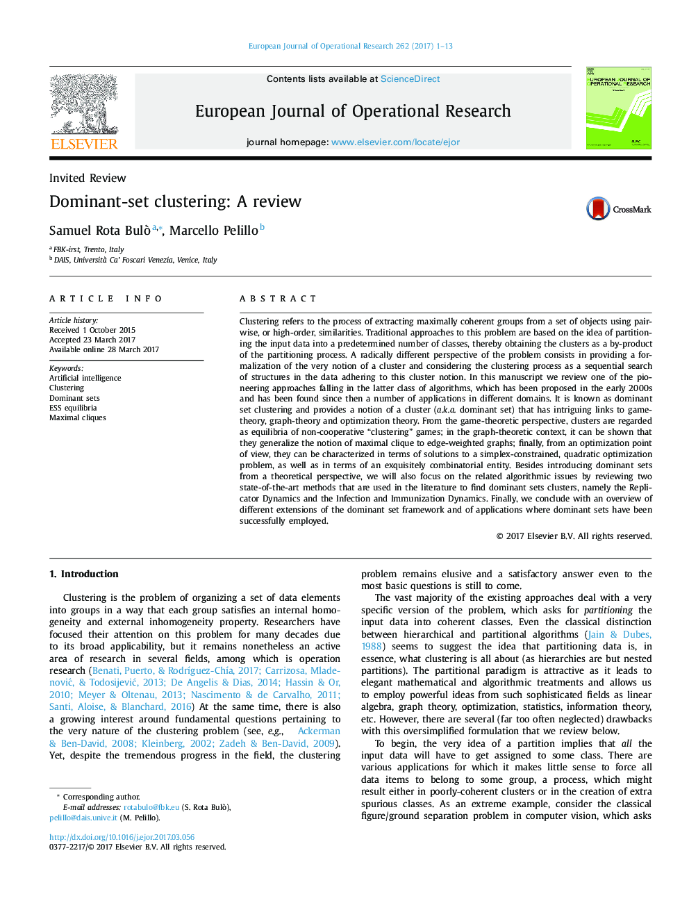 Dominant-set clustering: A review