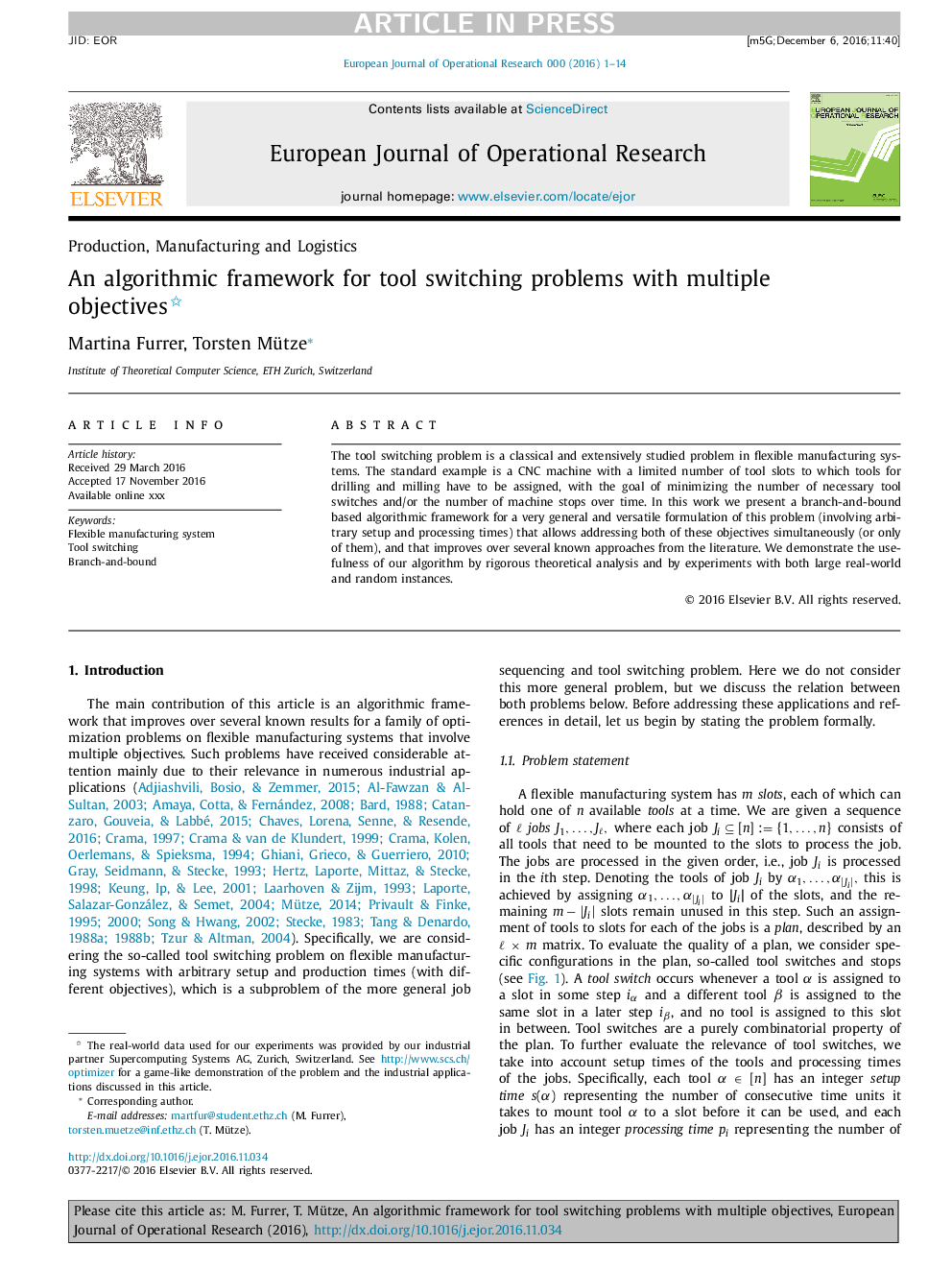 An algorithmic framework for tool switching problems with multiple objectives