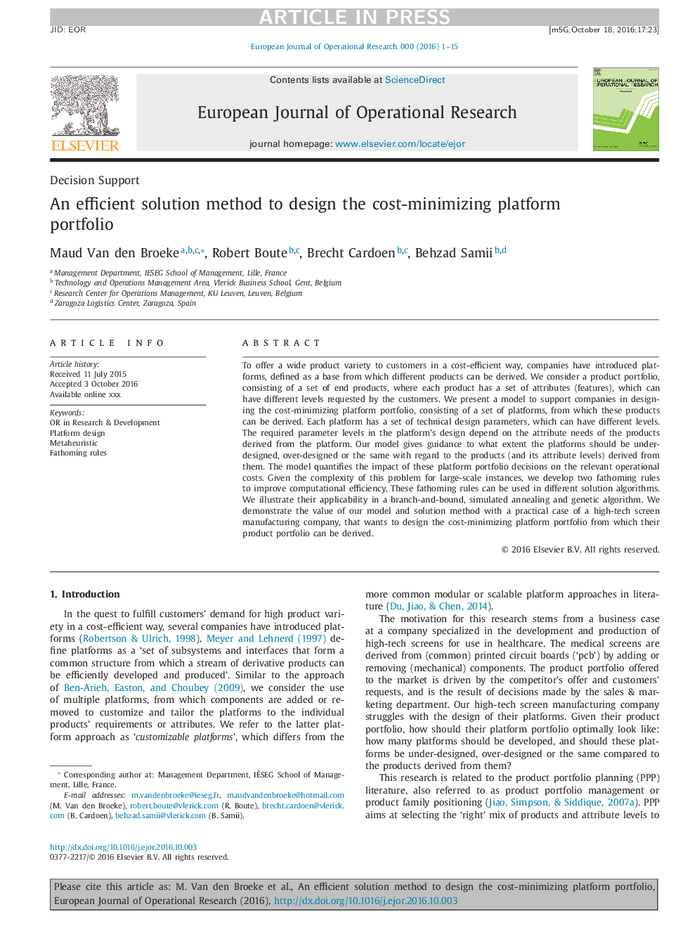 An efficient solution method to design the cost-minimizing platform portfolio