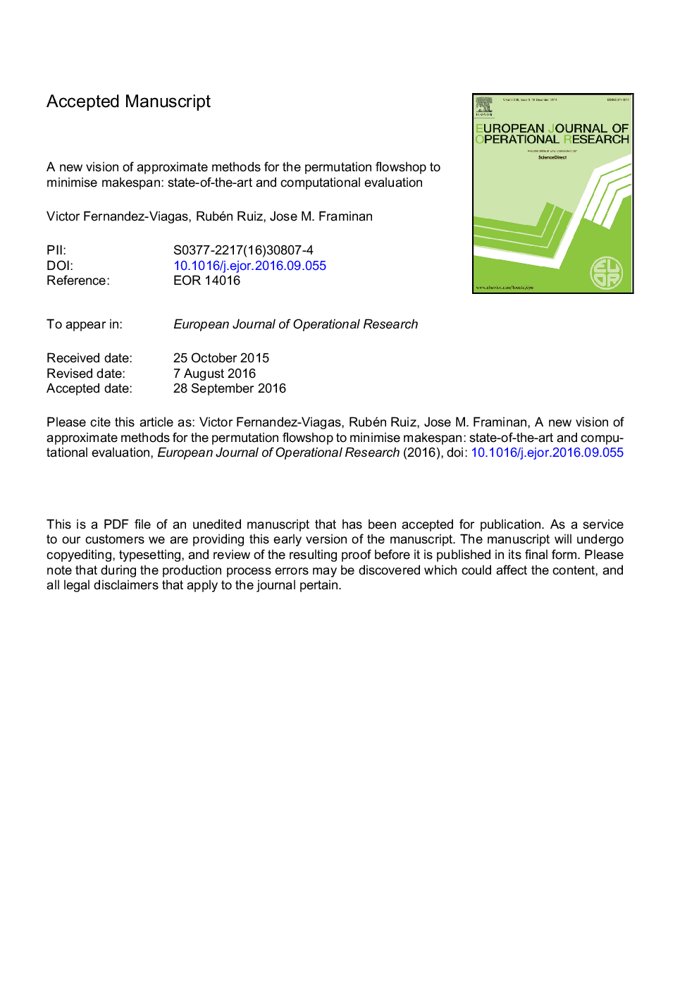 A new vision of approximate methods for the permutation flowshop to minimise makespan: State-of-the-art and computational evaluation