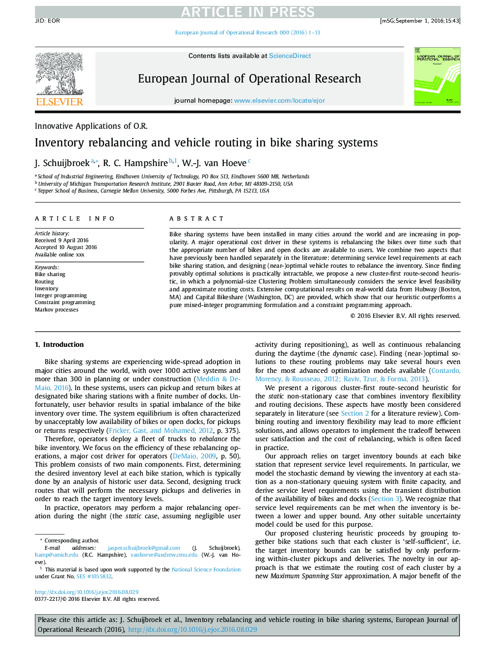 Inventory rebalancing and vehicle routing in bike sharing systems