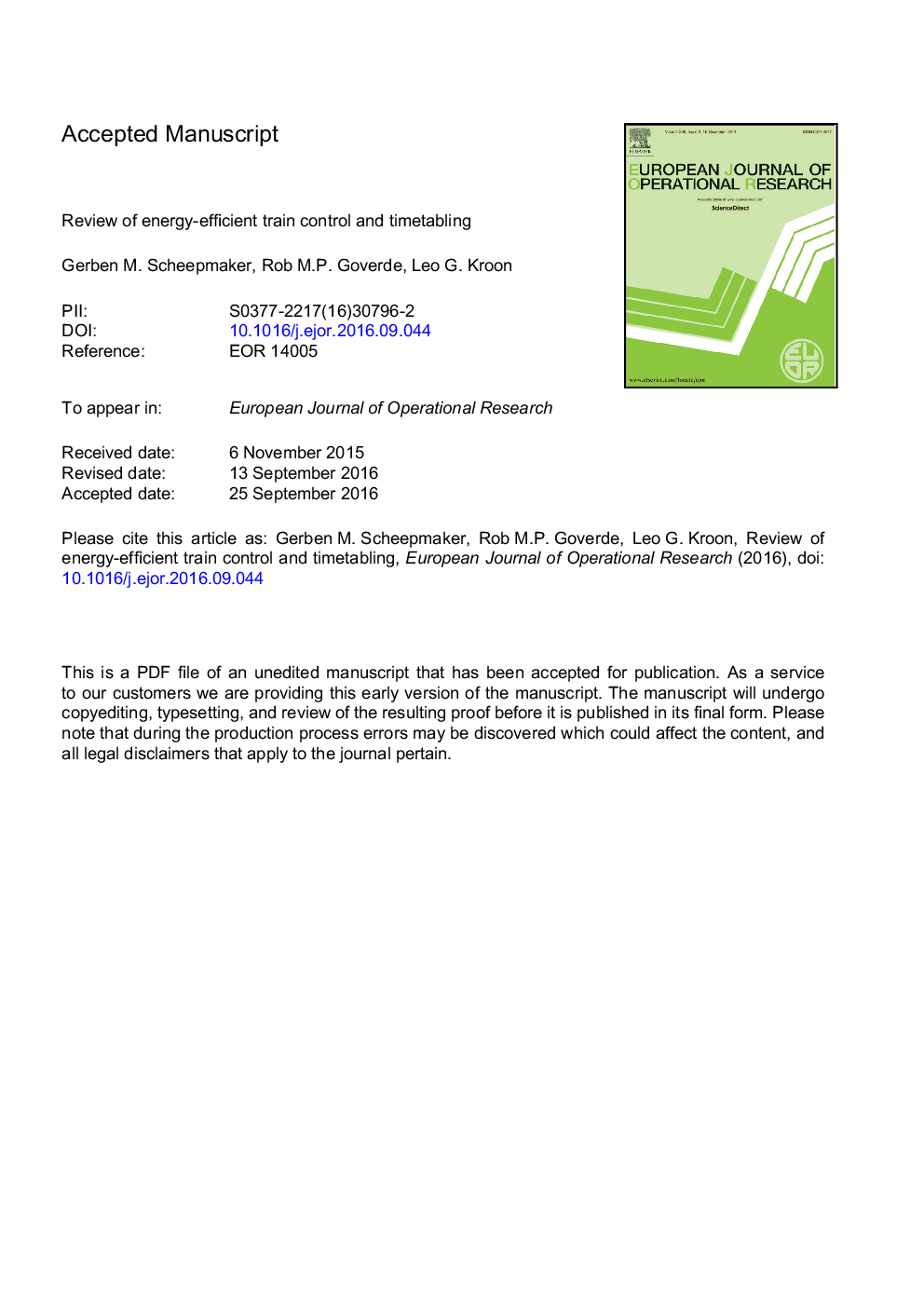 Review of energy-efficient train control and timetabling