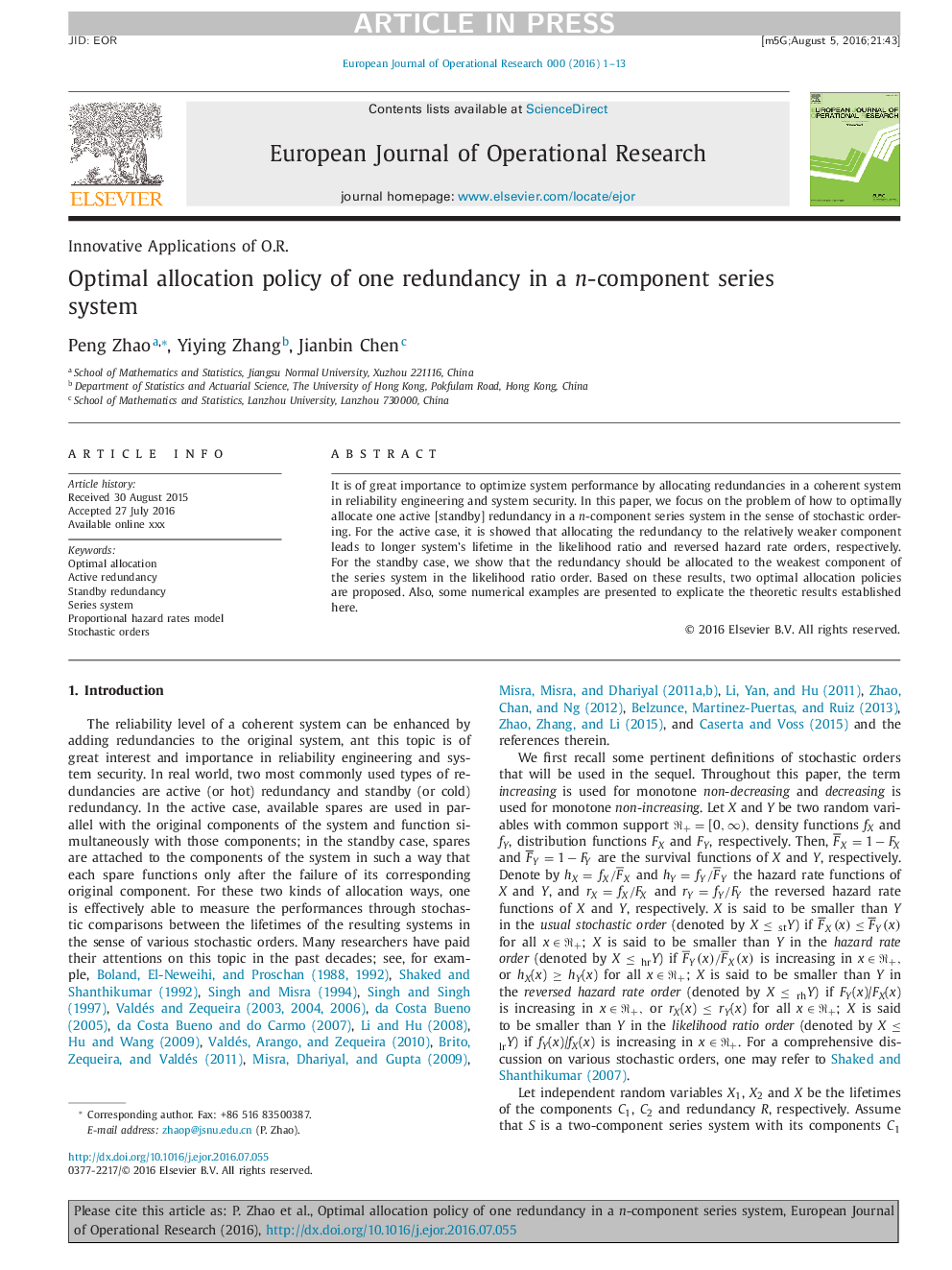 Optimal allocation policy of one redundancy in a n-component series system