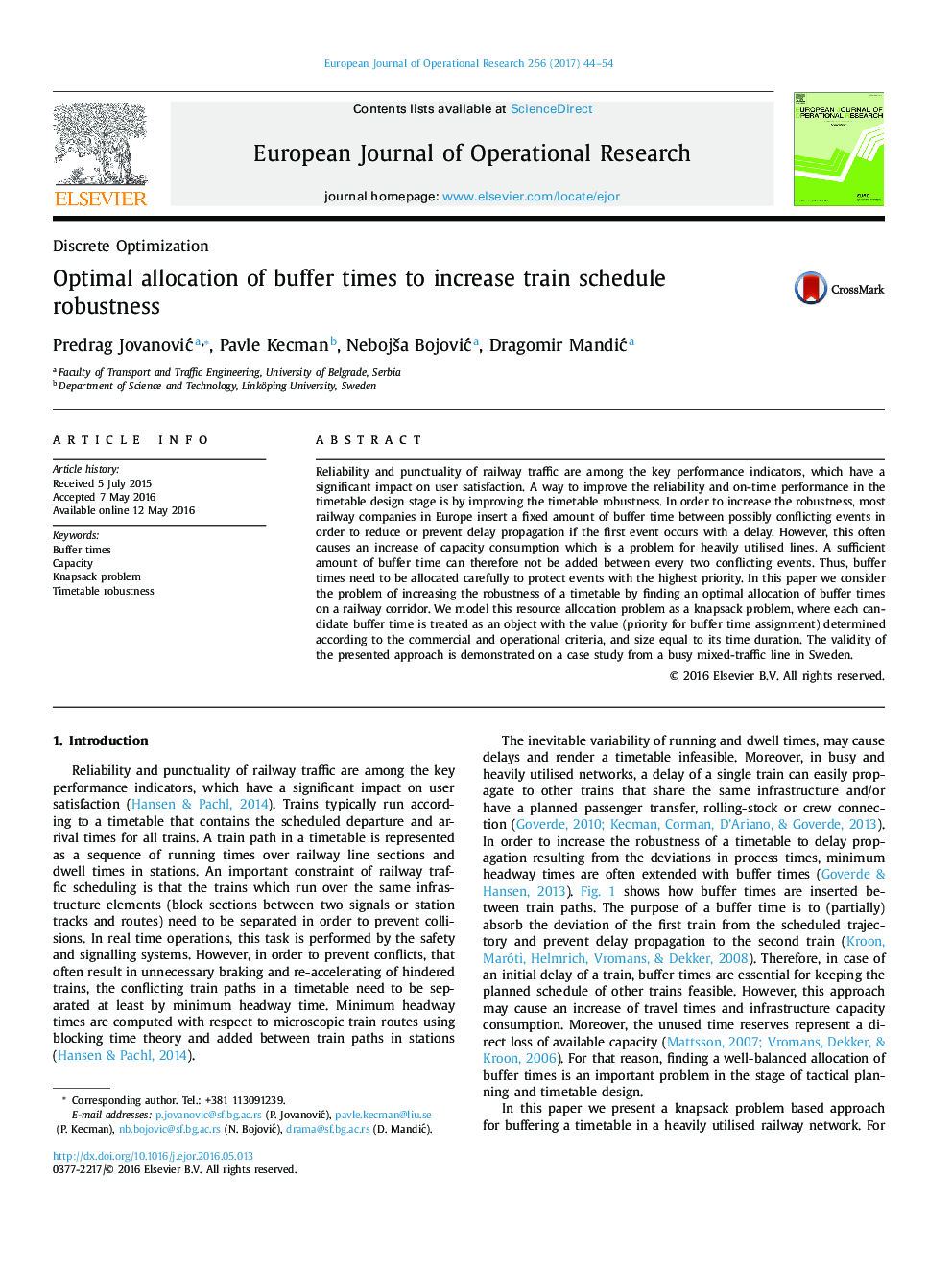 Optimal allocation of buffer times to increase train schedule robustness