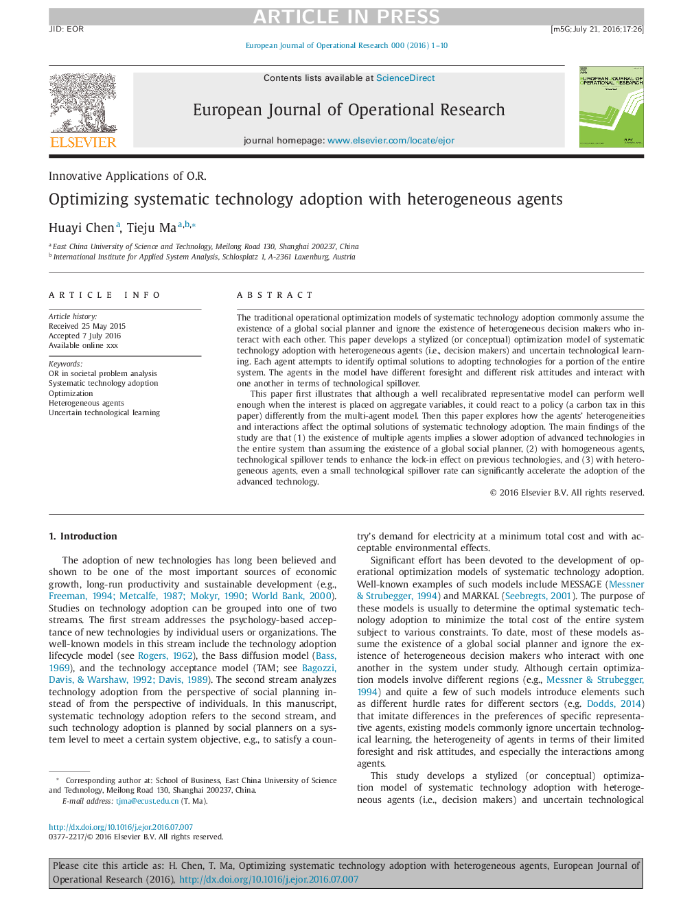 Optimizing systematic technology adoption with heterogeneous agents