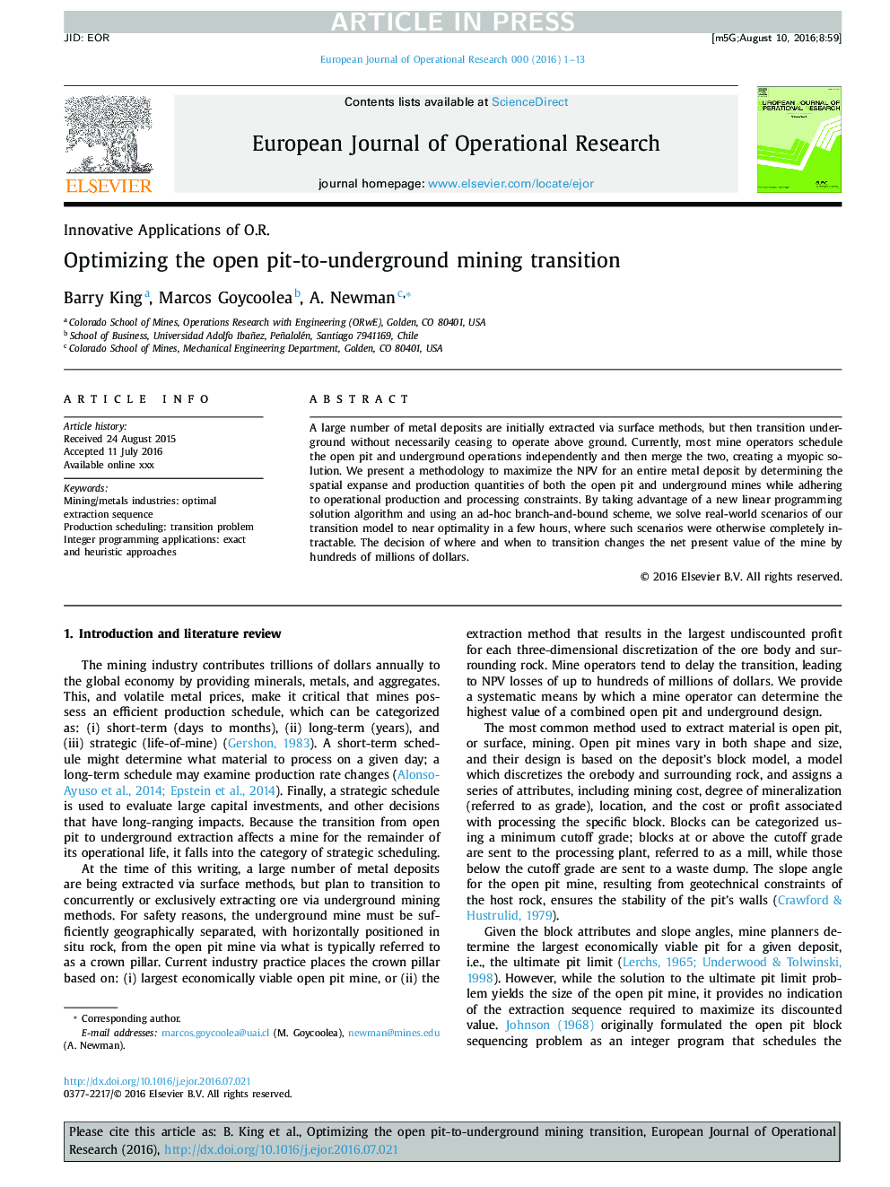 Optimizing the open pit-to-underground mining transition