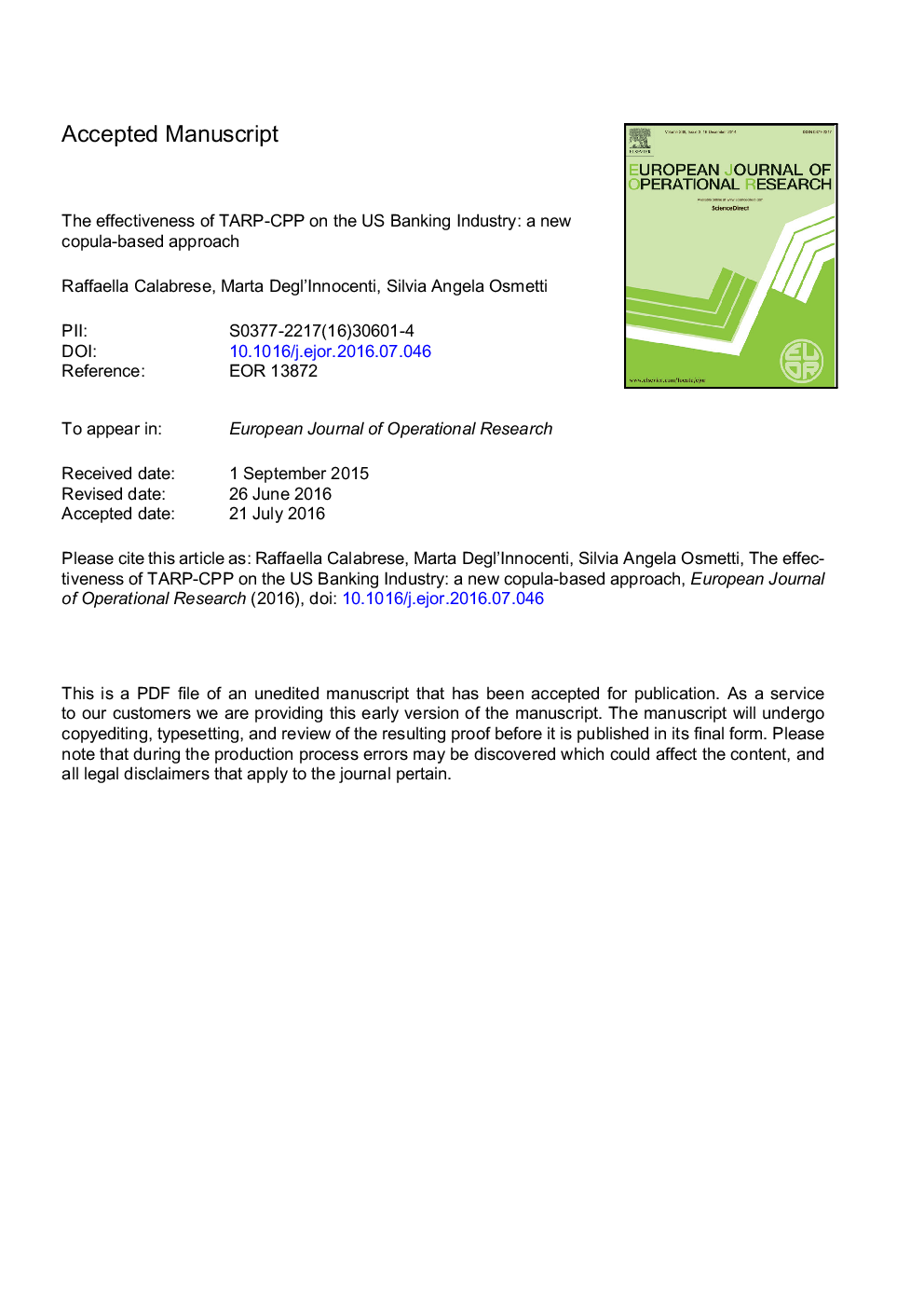 The effectiveness of TARP-CPP on the US banking industry: A new copula-based approach