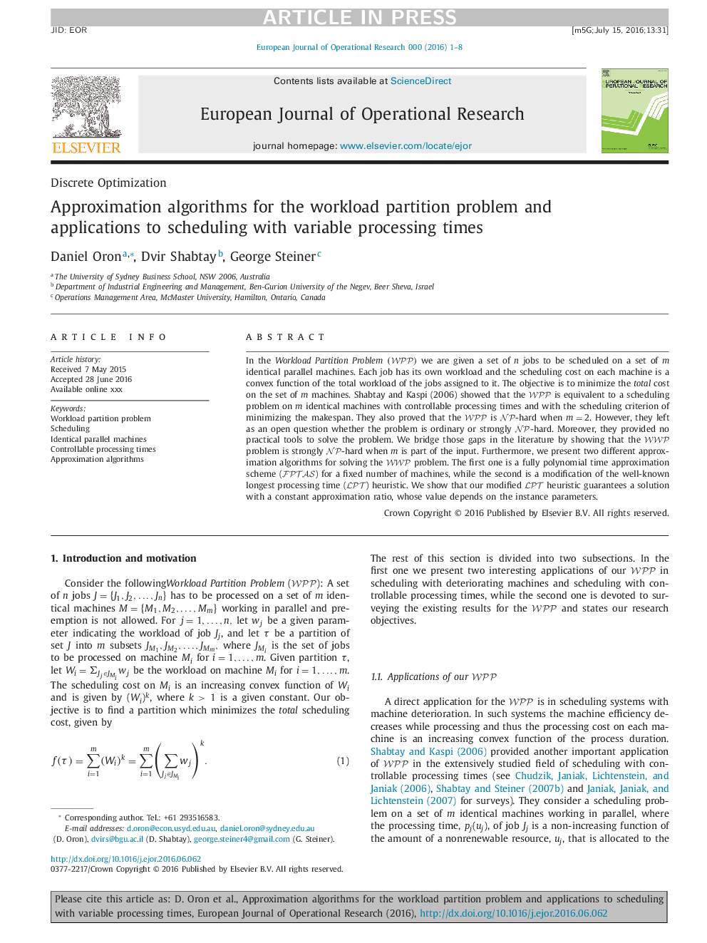 Approximation algorithms for the workload partition problem and applications to scheduling with variable processing times