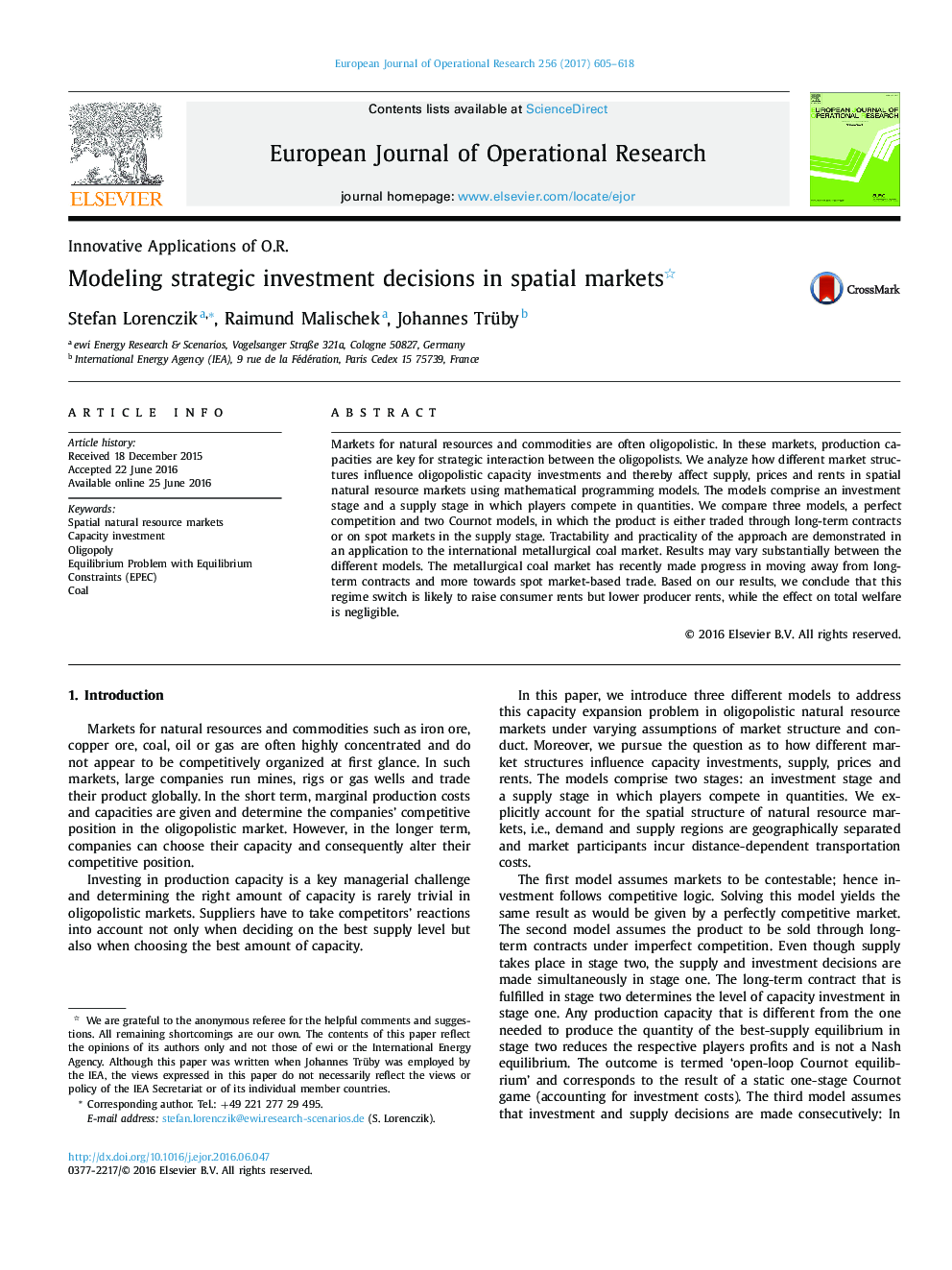 Modeling strategic investment decisions in spatial markets