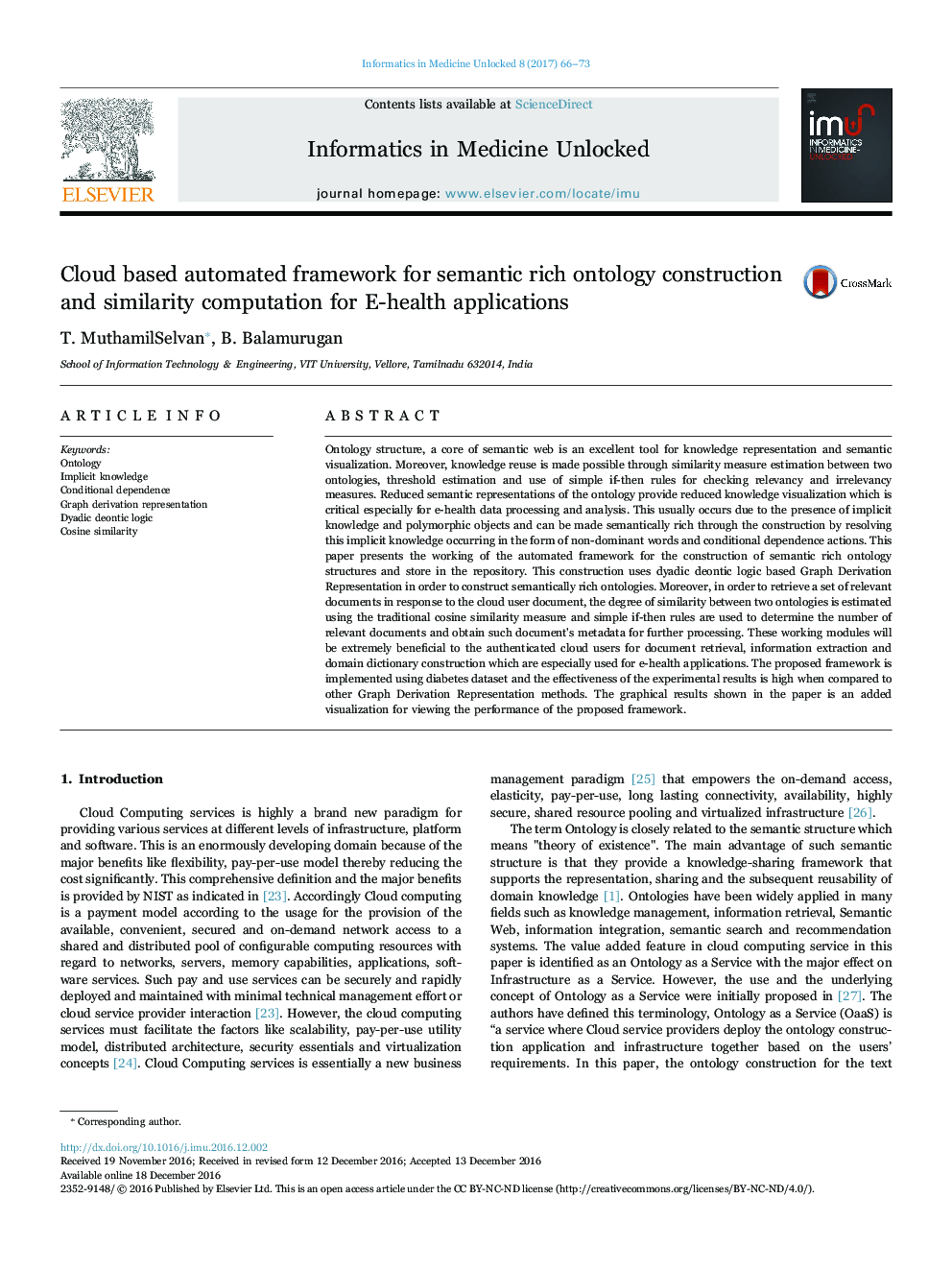 Cloud based automated framework for semantic rich ontology construction and similarity computation for E-health applications