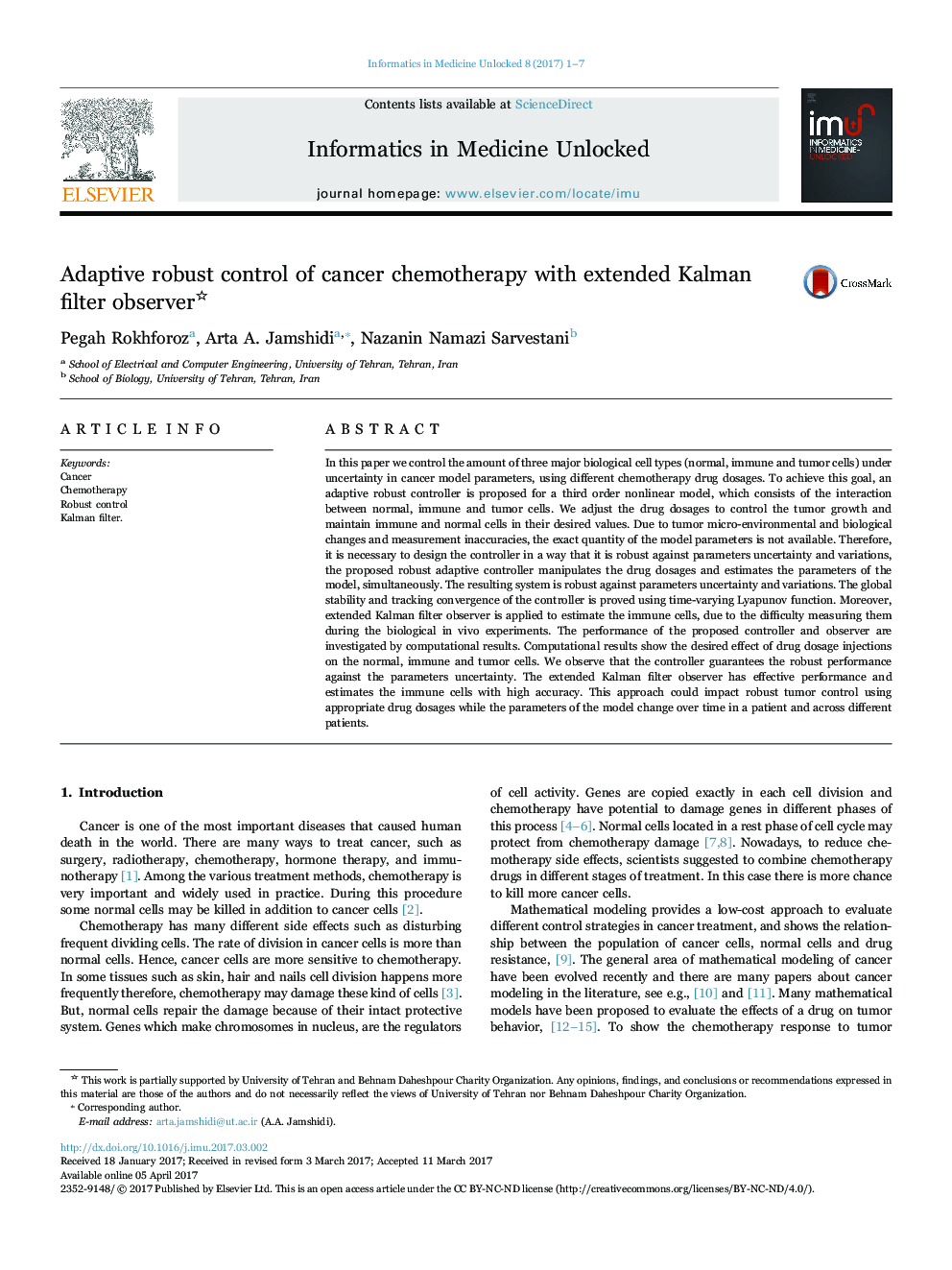 Adaptive robust control of cancer chemotherapy with extended Kalman filter observer