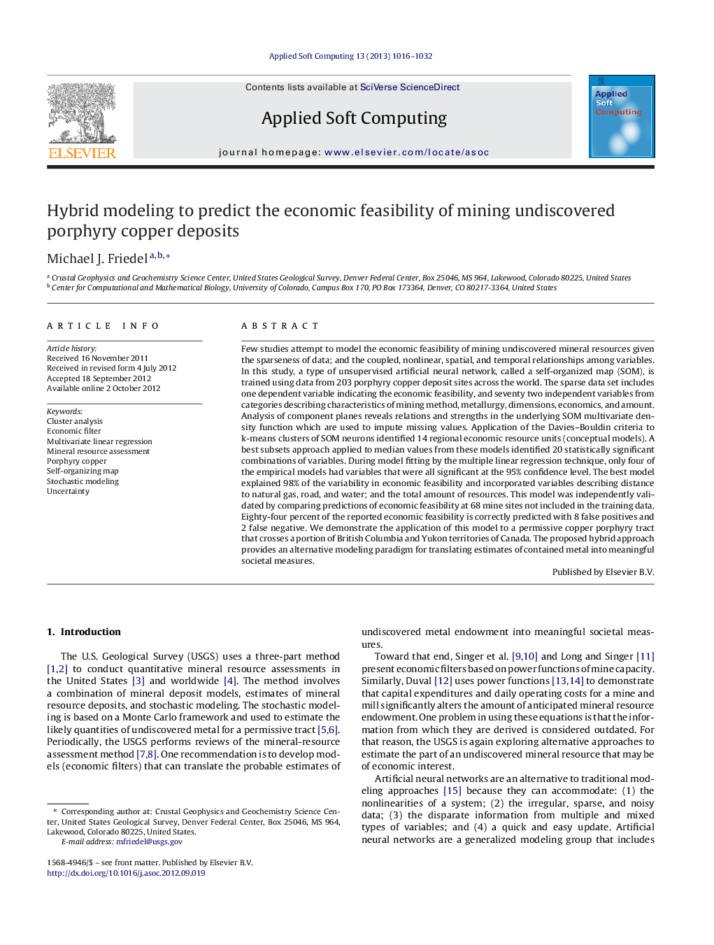 Hybrid modeling to predict the economic feasibility of mining undiscovered porphyry copper deposits