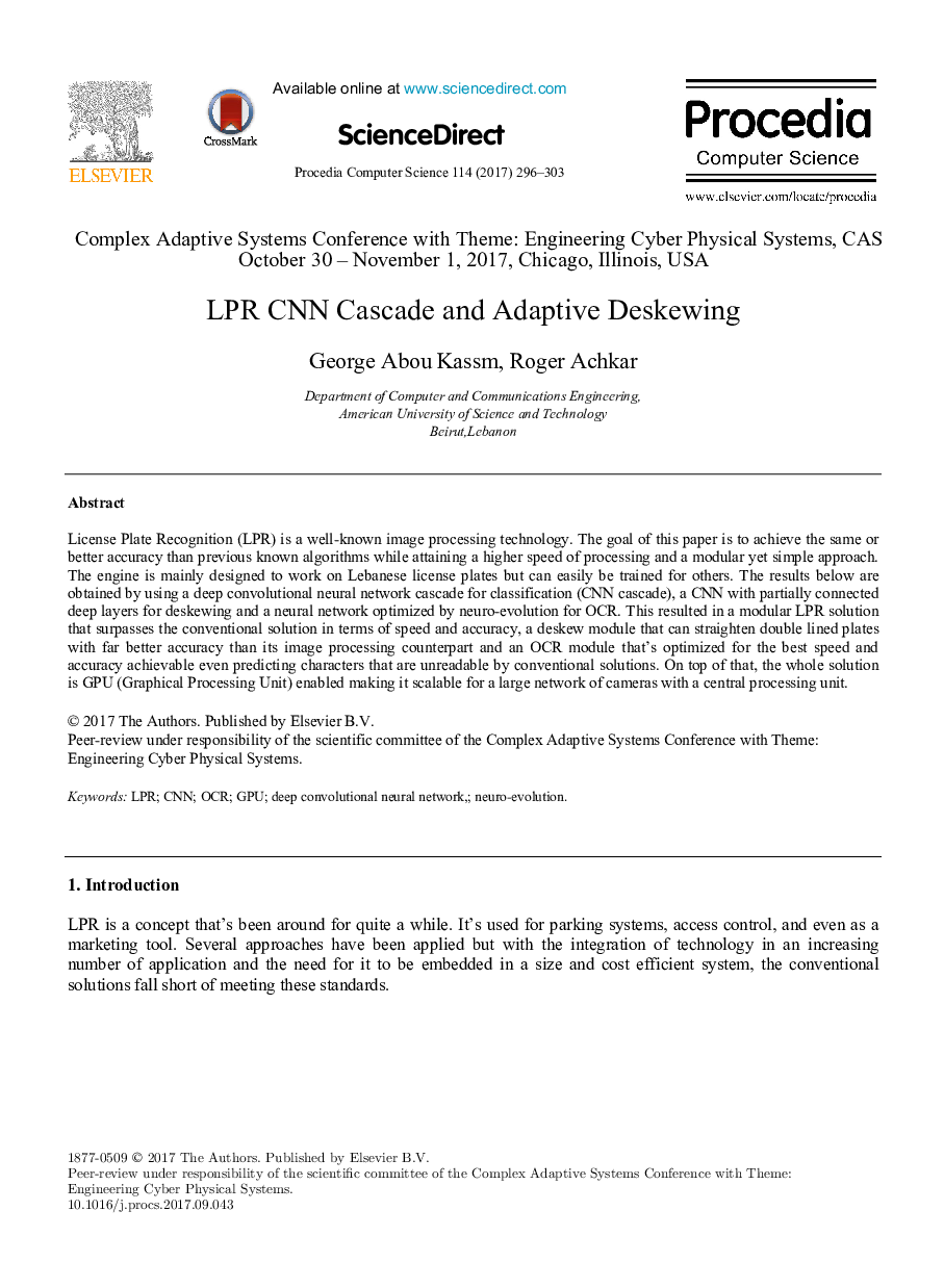 LPR CNN Cascade and Adaptive Deskewing