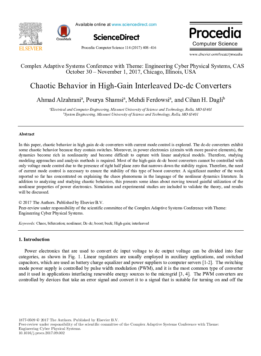 Chaotic Behavior in High-Gain Interleaved Dc-dc Converters