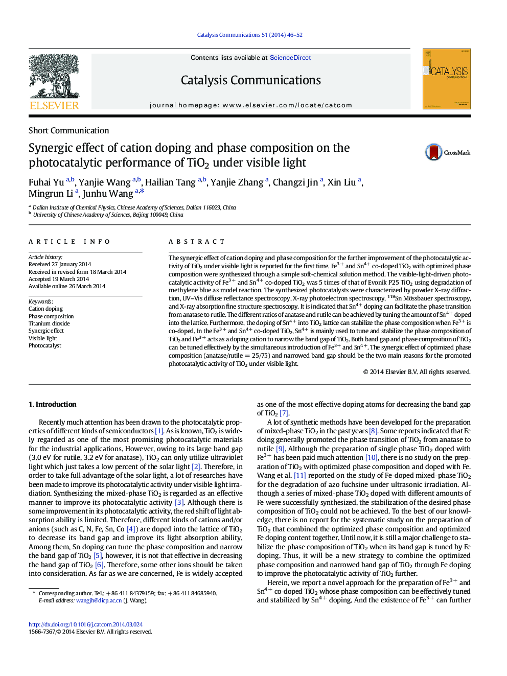 Synergic effect of cation doping and phase composition on the photocatalytic performance of TiO2 under visible light