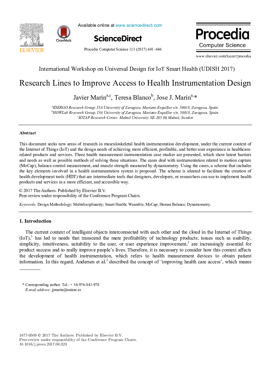 Research Lines to Improve Access to Health Instrumentation Design