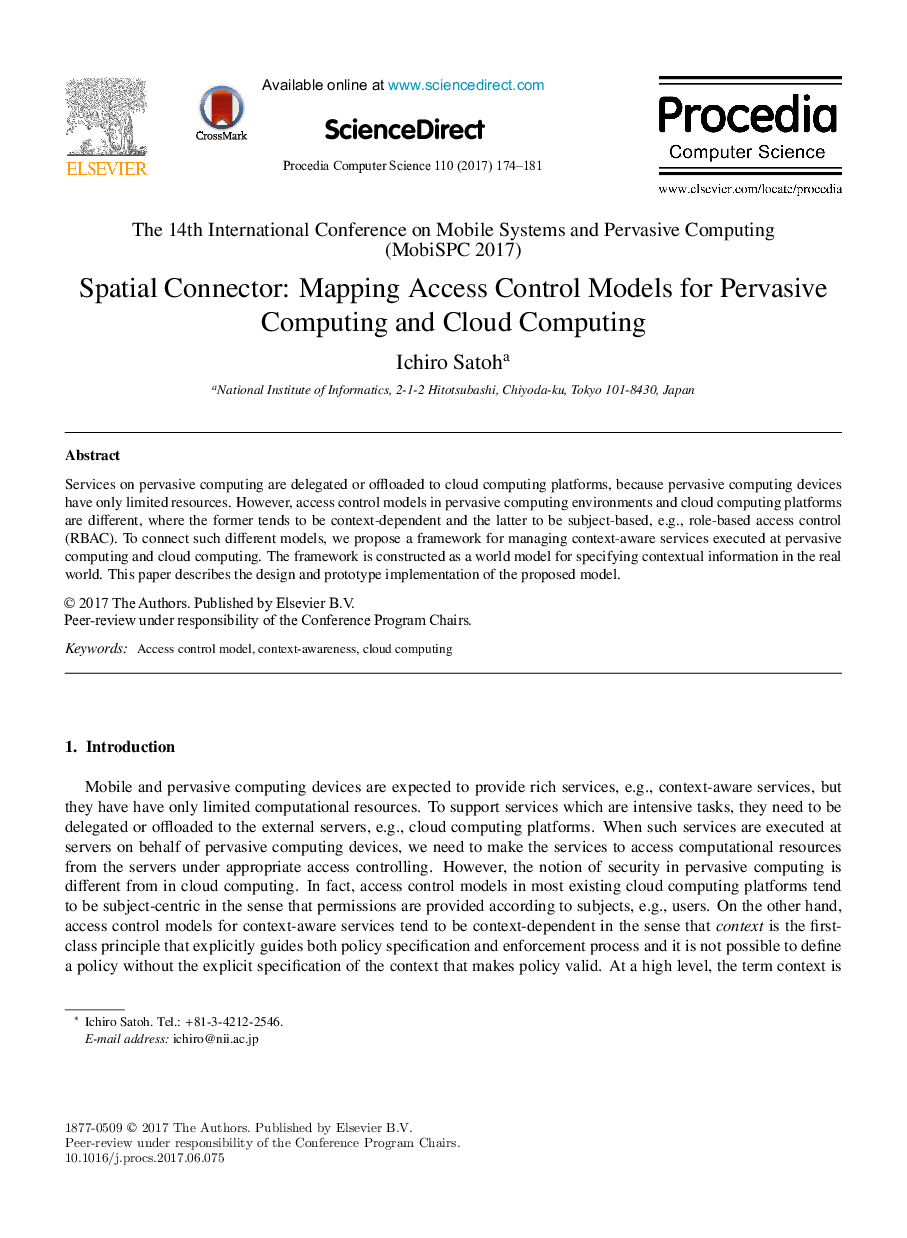 Spatial Connector: Mapping Access Control Models for Pervasive Computing and Cloud Computing