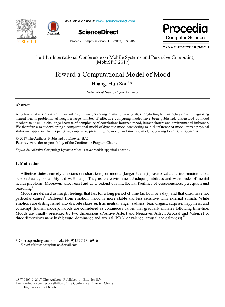 Toward a Computational Model of Mood