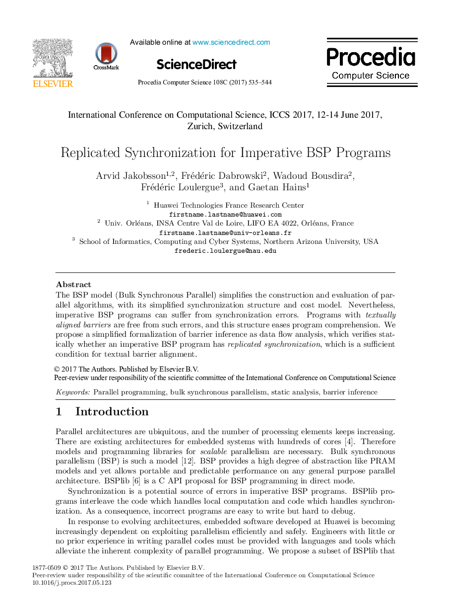 Replicated Synchronization for Imperative BSP Programs