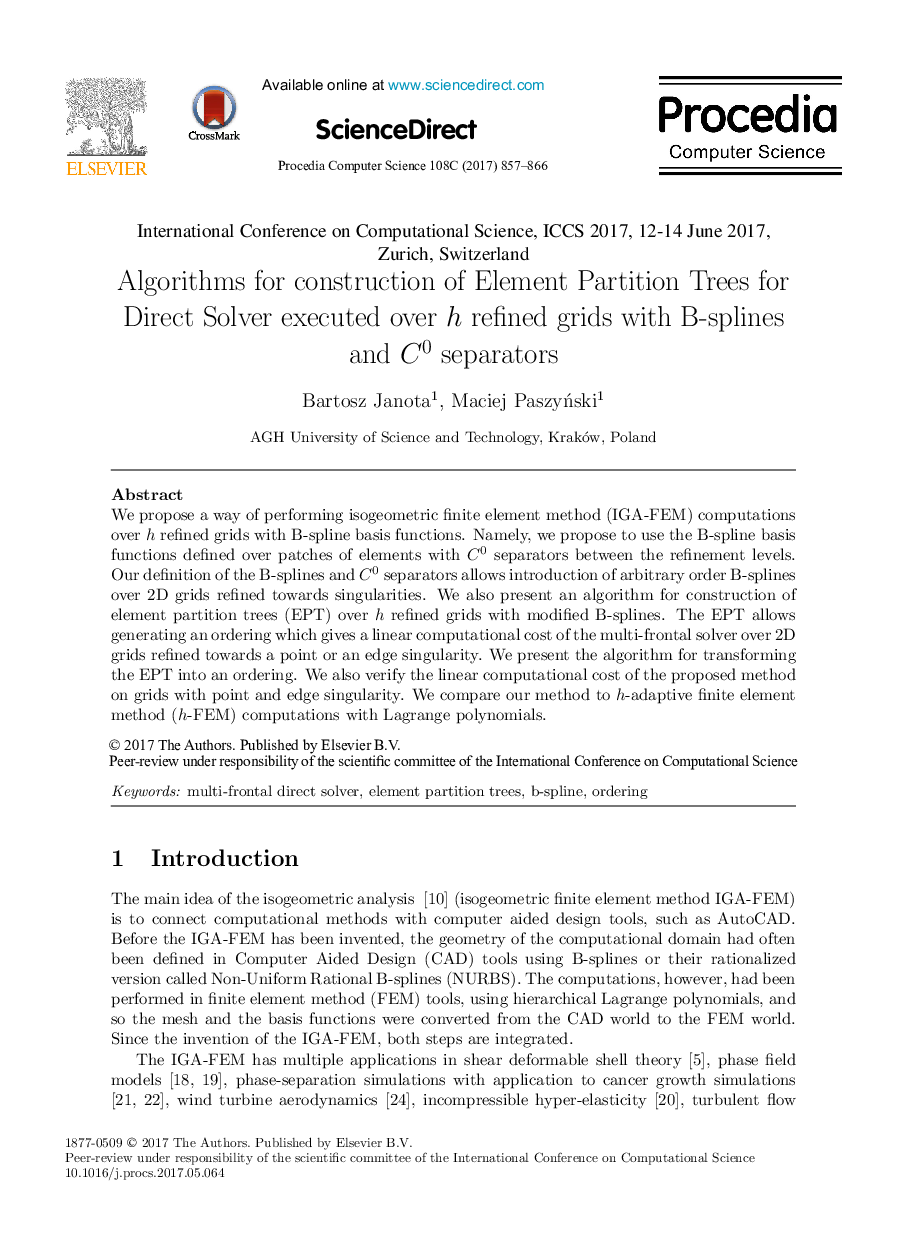 Algorithms for construction of Element Partition Trees for Direct Solver executed over h refined grids with B-splines and C0 separators