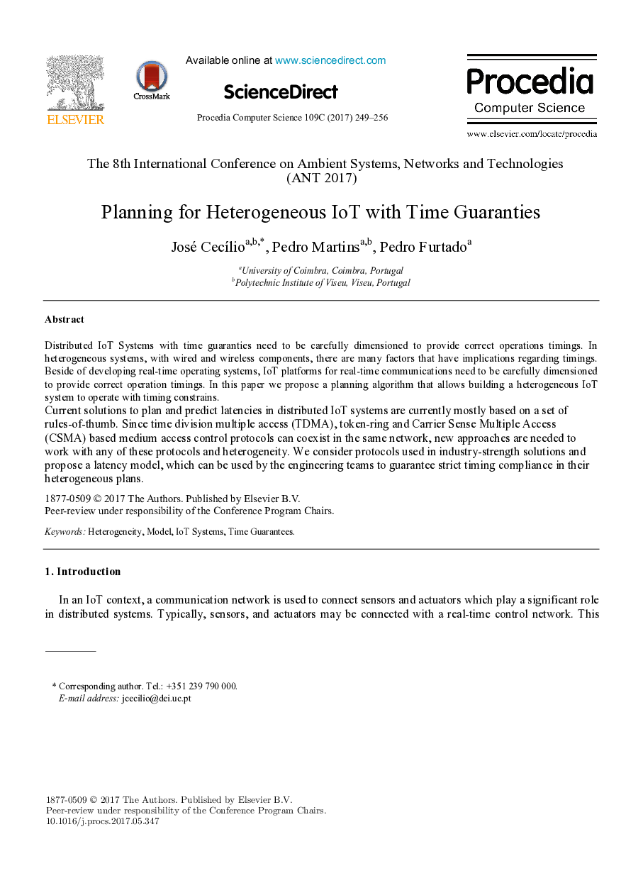 Planning for Heterogeneous IoT with Time Guaranties