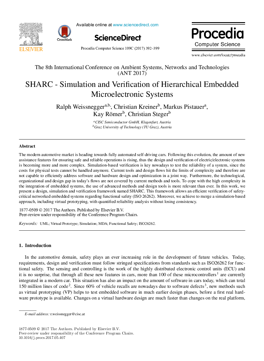 SHARC - Simulation and Verification of Hierarchical Embedded Microelectronic Systems