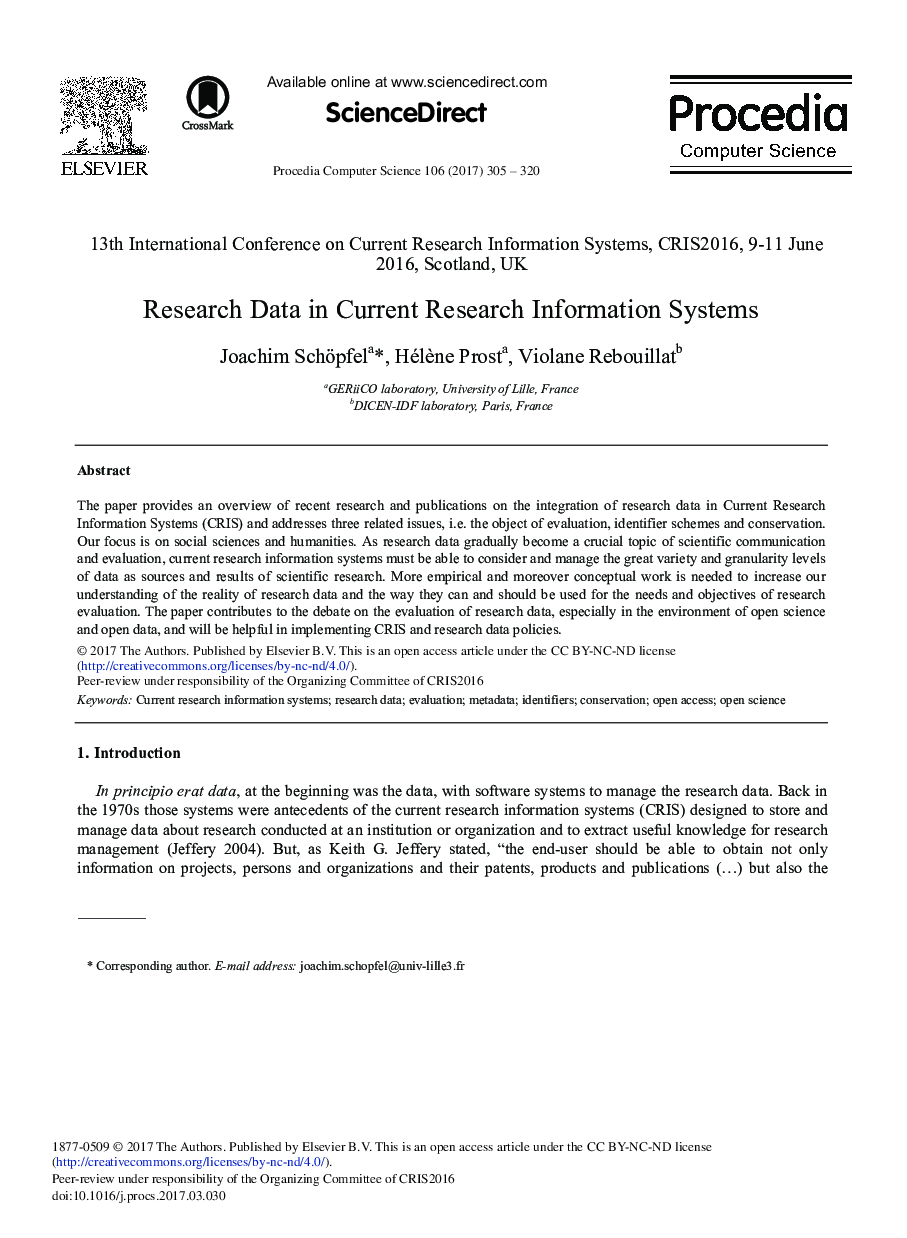 داده های تحقیق در سیستم های اطلاعات پژوهشی فعلی 